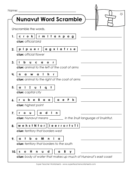 Puzzles - Word Scramble (Printable PDF Worksheet)