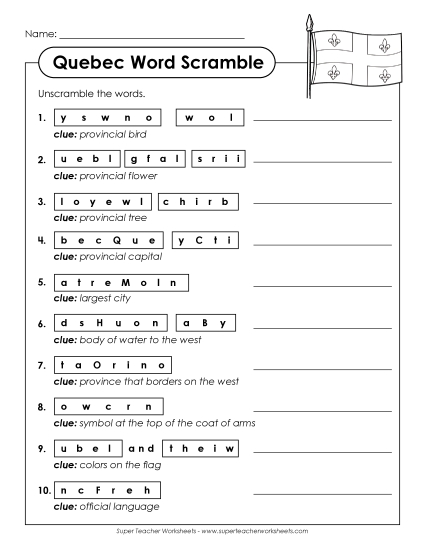 Puzzles - Word Scramble (Printable PDF Worksheet)
