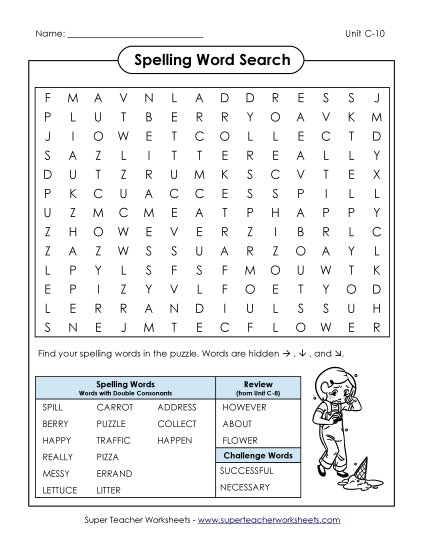 Worksheets - Word Search (C-10) (Printable PDF Worksheet)