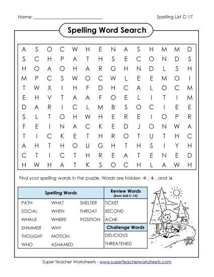 Worksheets - Word Search (C-17) (Printable PDF Worksheet)