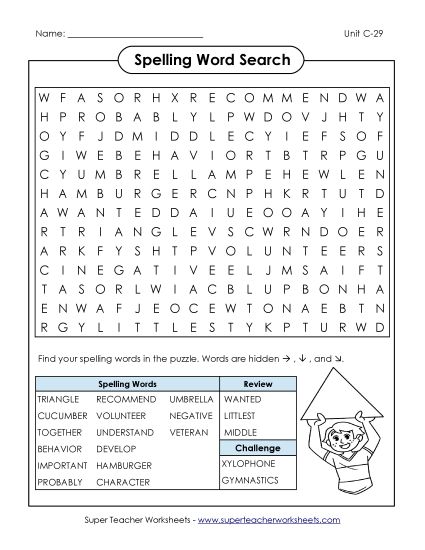Worksheets - Word Search (C-29) (Printable PDF Worksheet)