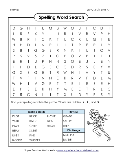 Worksheets - Word Search (C-3) (Printable PDF Worksheet)