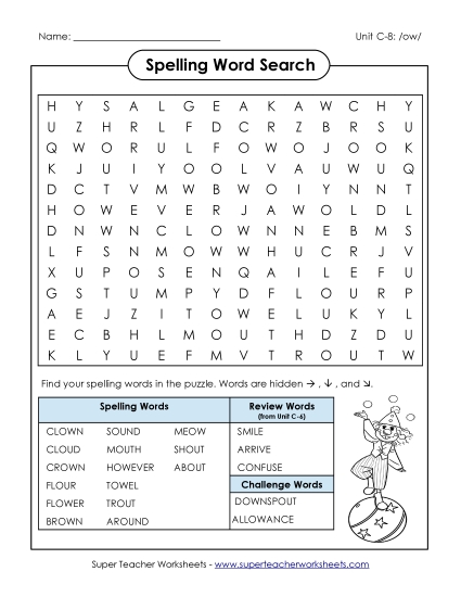 Worksheets - Word Search (C-8) (Printable PDF Worksheet)
