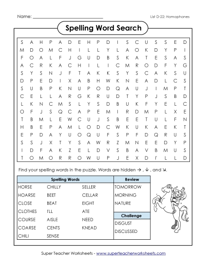 Worksheets - Word Search (D-22) (Printable PDF Worksheet)