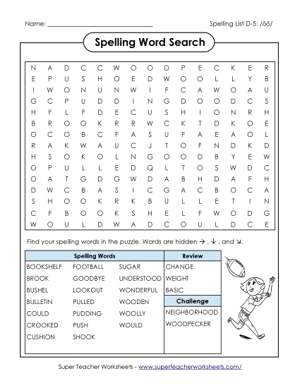 Worksheets - Word Search (D-5) (Printable PDF Worksheet)