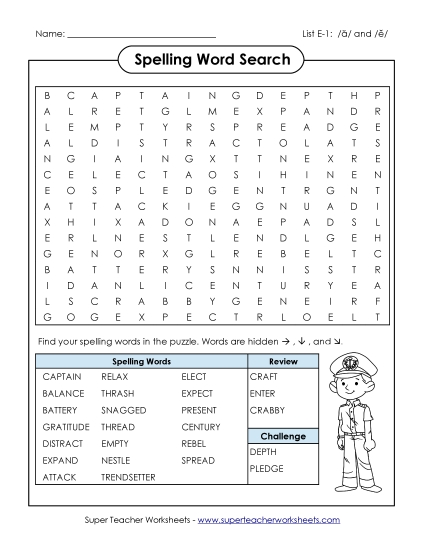 Worksheets and Puzzles - Word Search  (E-1) (Printable PDF Worksheet)