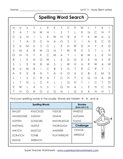Printable Worksheets - Word Search (E-11) (Printable PDF Worksheet)