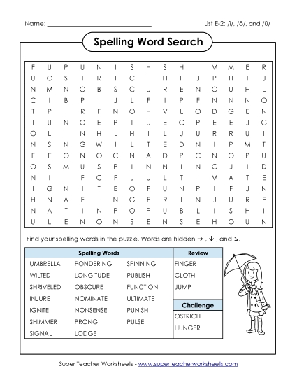 Worksheets and Puzzles - Word Search (E-2) (Printable PDF Worksheet)