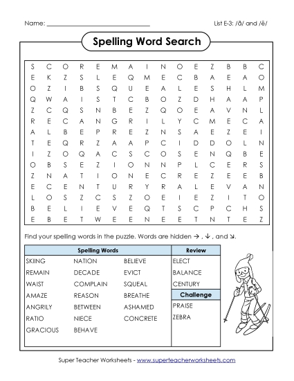 Worksheets and Puzzles - Word Search (E-3) (Printable PDF Worksheet)