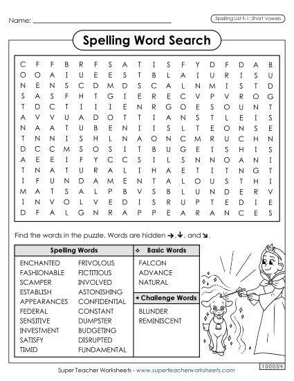 Worksheets and Puzzles - Word Search (F-1)  (Printable PDF Worksheet)