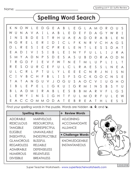 Worksheets and Puzzles - Word Search (F-22)  (Printable PDF Worksheet)