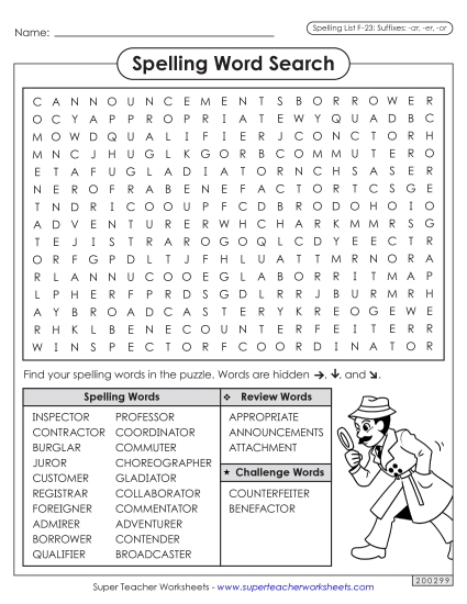 Worksheets and Puzzles - Word Search (F-23) (Printable PDF Worksheet)