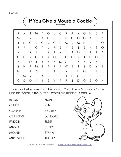Worksheets - Word Search: Mouse Cookie (Printable PDF Worksheet)
