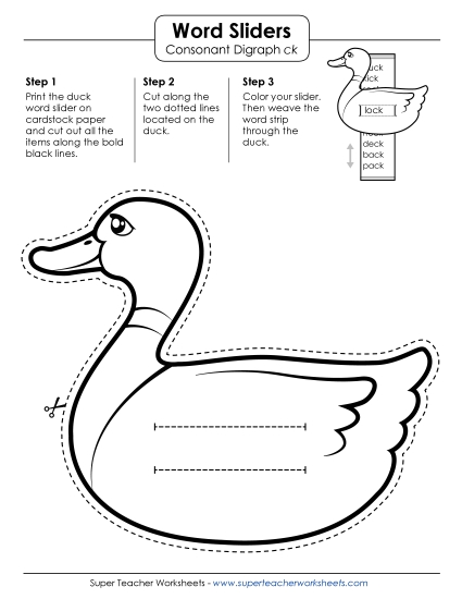 Flashcards, Sliders, and Word Wheels - Word Slider (CK Words) (Printable PDF Worksheet)