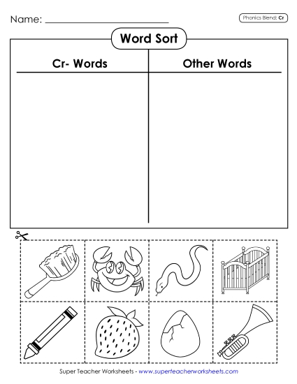 Cut and Glue Activities - Word Sort (Cut and Glue)  (Printable PDF Worksheet)