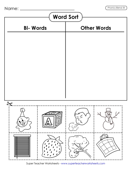 Cut and Glue Activities - Word Sort (Cut and Glue)  (Printable PDF Worksheet)