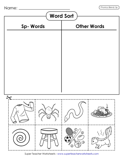 Cut and Glue Activities - Word Sort (Cut-and-Glue) (Printable PDF Worksheet)