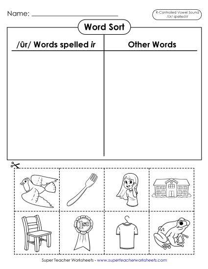 Worksheets - Word Sort (Cut and Glue) (Printable PDF Worksheet)
