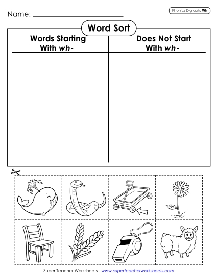 Cut and Glue Activities - Word Sort (Cut and Glue) (Printable PDF Worksheet)