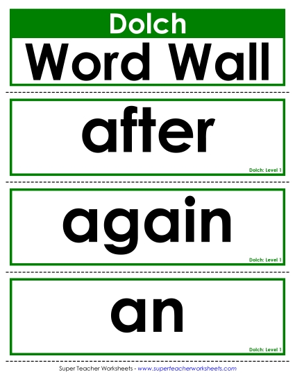 Level 1 - Word Wall: Level 1 (Printable PDF Worksheet)