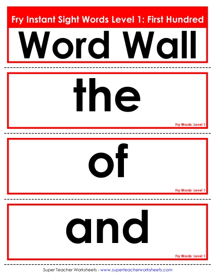 Level 1: First Hundred - Word Wall: Level 1 (Printable PDF Worksheet)