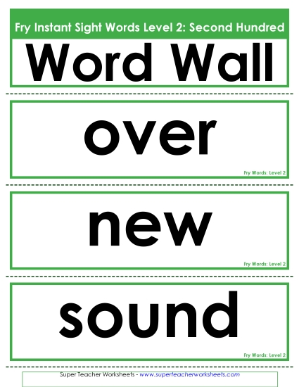 Level 2: Second Hundred - Word Wall: Level 2 (Printable PDF Worksheet)