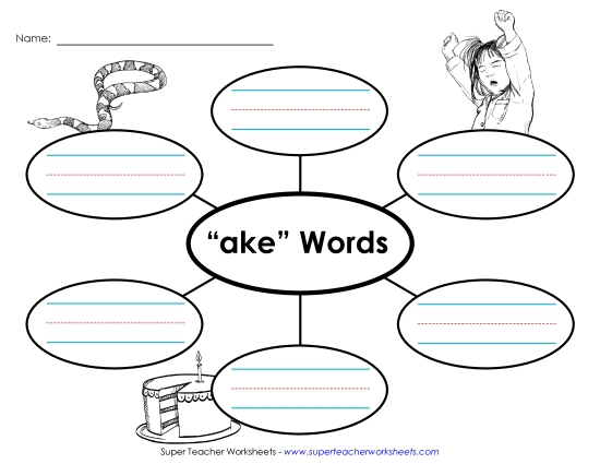 Worksheets - Word Web (-ake) (Printable PDF Worksheet)