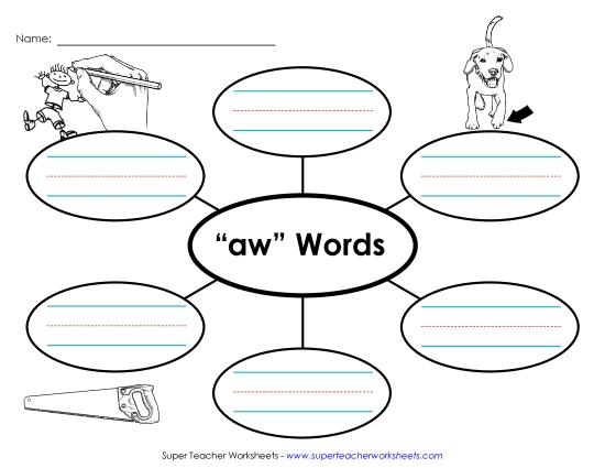 Worksheets - Word Web (-aw) (Printable PDF Worksheet)