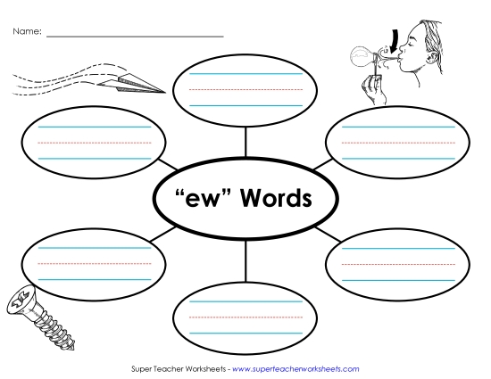 Worksheets - Word Web (-ew) (Printable PDF Worksheet)