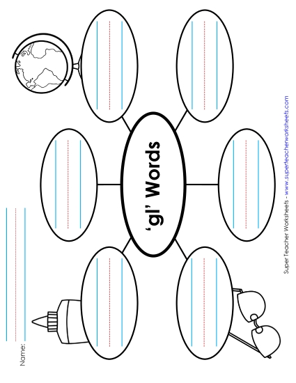 Worksheets - Word Web (Gl- Words) (Printable PDF Worksheet)