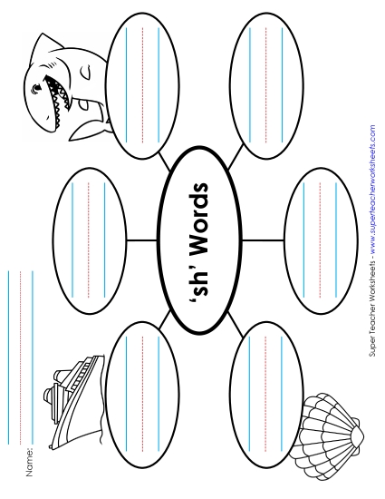 Worksheets - Word Web (SH Words) (Printable PDF Worksheet)
