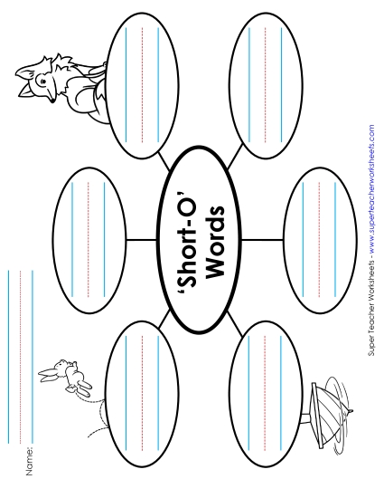 Worksheets - Word Web (Short O Words) (Printable PDF Worksheet)