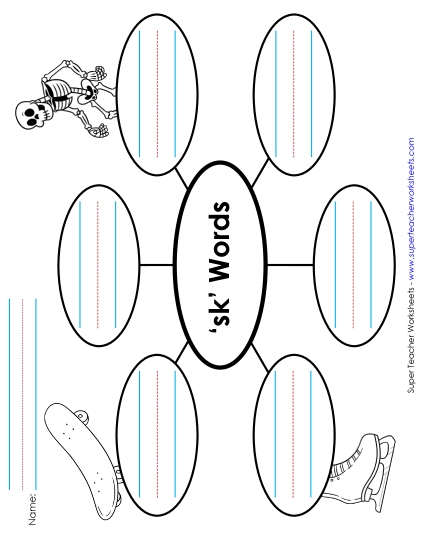 Worksheets - Word Web (Sk- Words) (Printable PDF Worksheet)