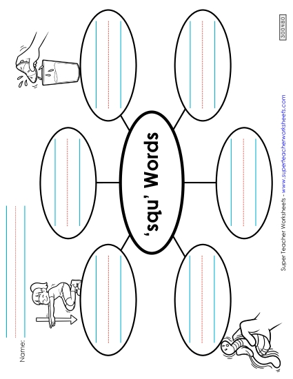 Worksheets - Word Web (Squ- Words) (Printable PDF Worksheet)