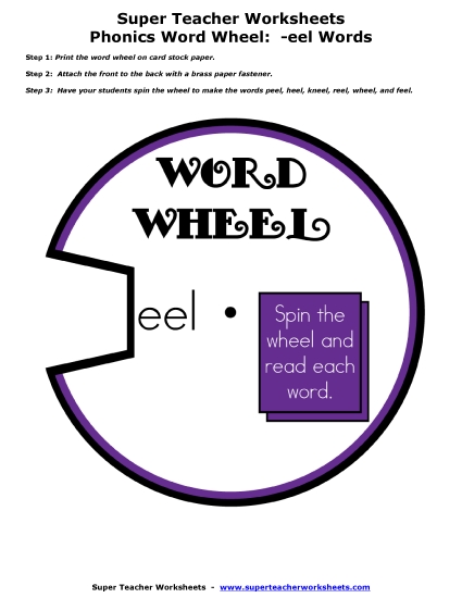 Word Wheels - Word Wheel: -eel Words (Printable PDF Worksheet)