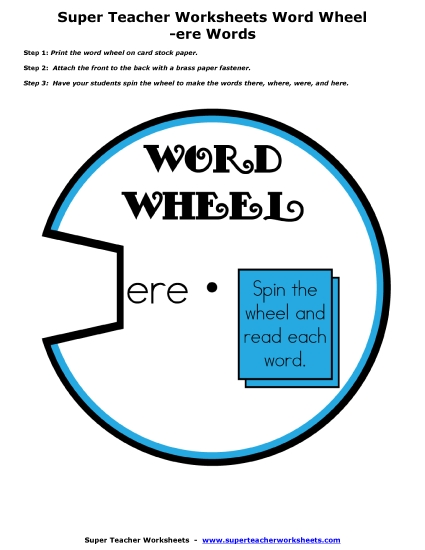 Flashcards and Word Wheel - Word Wheel (-ere Words) (Printable PDF Worksheet)