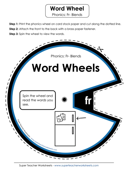 Flashcards, Sliders, and Word Wheels - Word Wheel (Fr- Words) (Printable PDF Worksheet)
