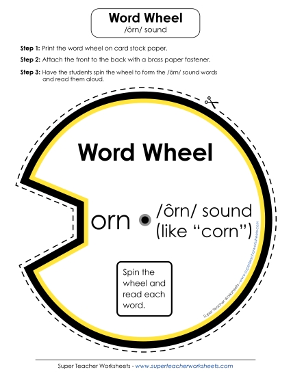 Flash Cards & Word Wheels - Word Wheel: <i>-orn</i> Words (Printable PDF Worksheet)