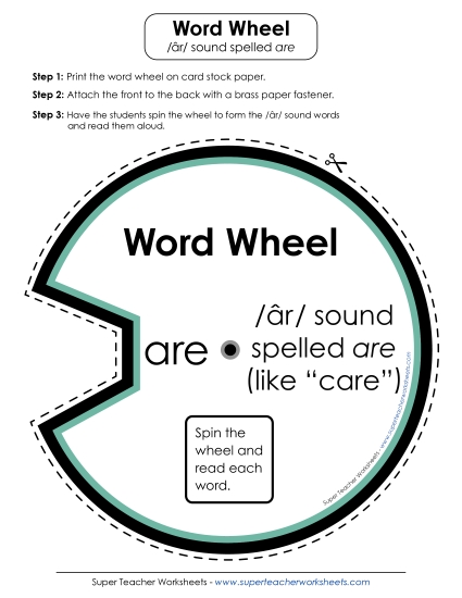 Flash Cards & Word Wheels - Word Wheel: /âr/ Spelled <i>-are</i> (Printable PDF Worksheet)