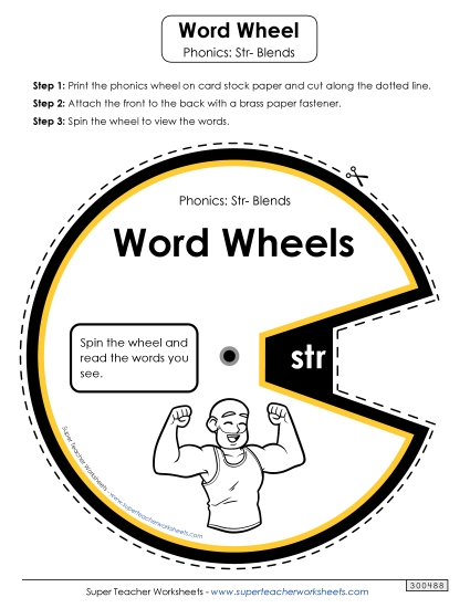 Flashcards, Sliders, and Word Wheels - Word Wheel (Str- Words) (Printable PDF Worksheet)