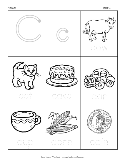 Worksheets - Words that Start with C c (Printable PDF Worksheet)