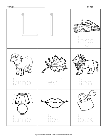 Worksheets - Words that Start with L l (Printable PDF Worksheet)