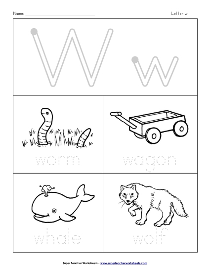 Worksheets - Words that Start with W w (Printable PDF Worksheet)