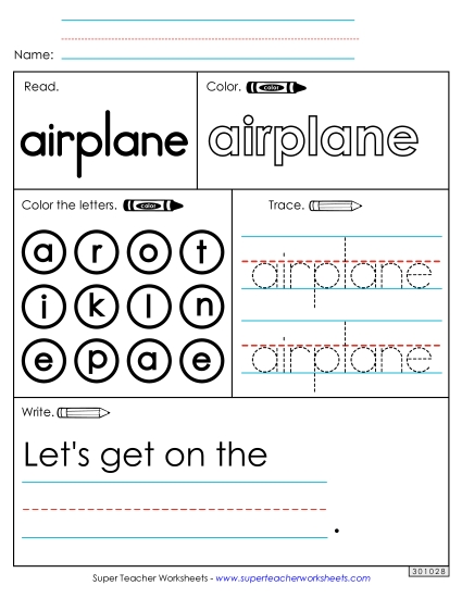 Worksheet 1: Airplane (Printable PDF Worksheet)