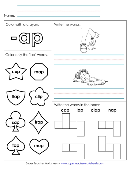 Worksheets - Worksheet 1 (-ap Words) (Printable PDF Worksheet)