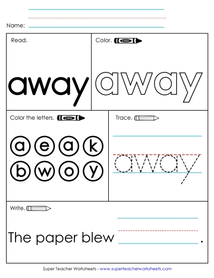 Worksheet 1: Away (Printable PDF Worksheet)