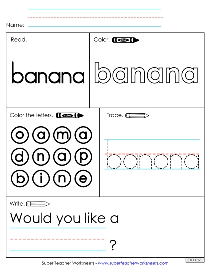 Worksheet 1: Banana (Printable PDF Worksheet)