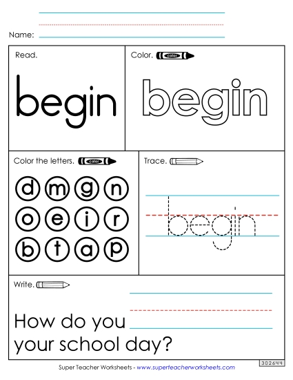 Worksheet 1: Begin (Printable PDF Worksheet)