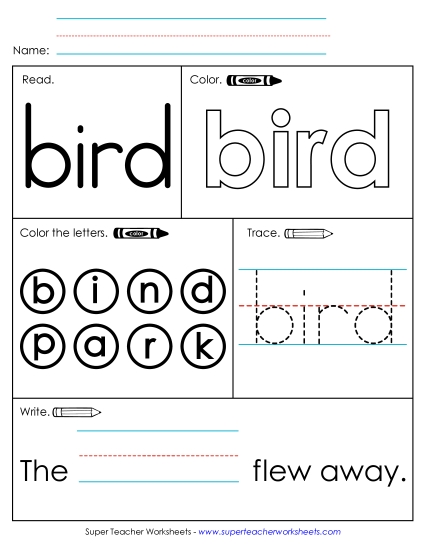 Worksheet 1: Bird (Printable PDF Worksheet)