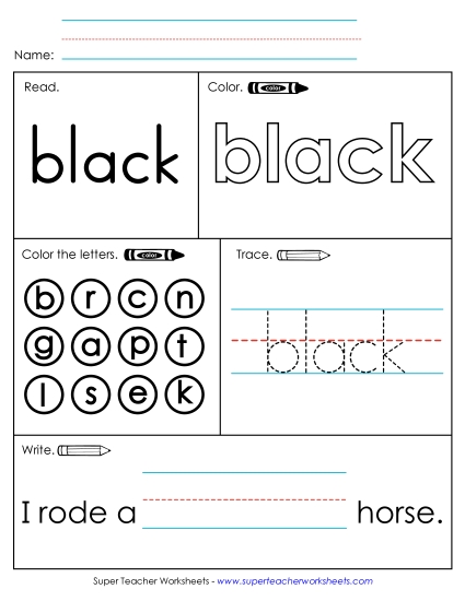 Worksheet 1: Black (Printable PDF Worksheet)